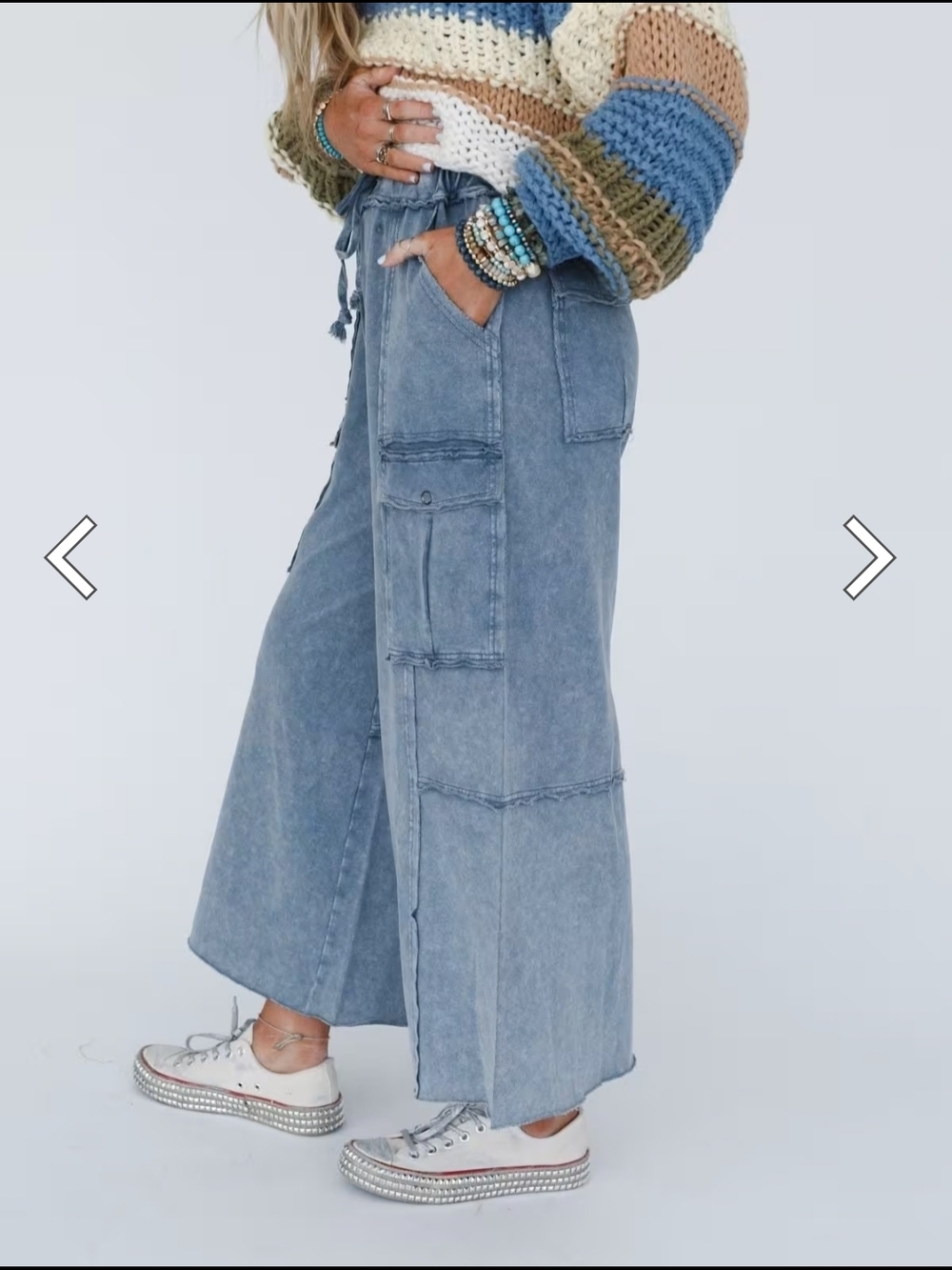 NEW!!! Wide-Leg Cargo Pant in Washed Blue, NWT, SZ 2X